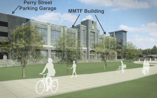 View looking at front of the Multi-Modal Transit Facility